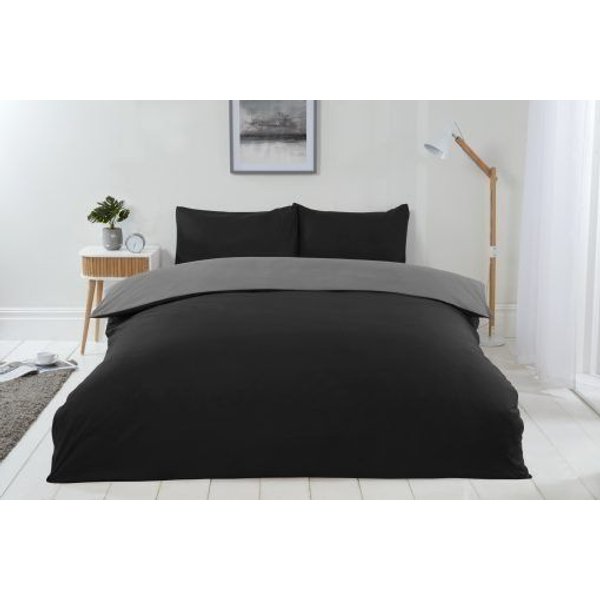 New Edge Blinds Newedgeblinds Brights Reversible Duvet - Black / Grey, Double, Black