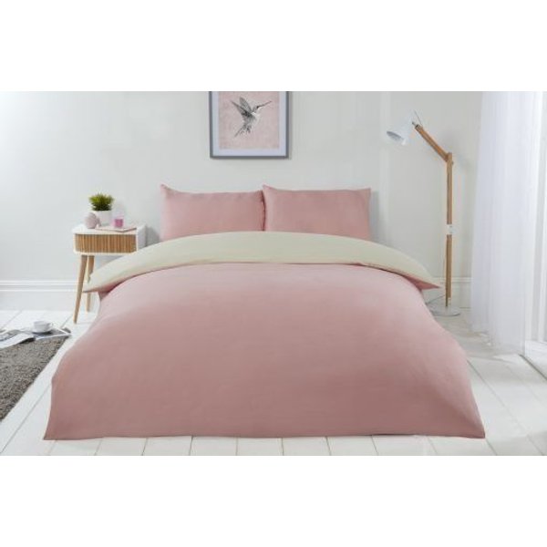New Edge Blinds NewEdgeBlinds Brights Reversible Duvet - Cream / Blush Pink, King, Cream