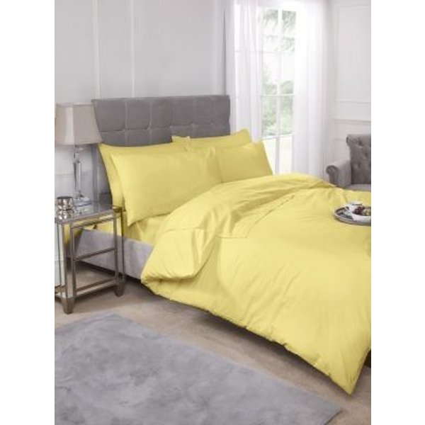 New Edge Blinds Newedgeblinds Percale Duvet Set In Lemon - King, Yellow