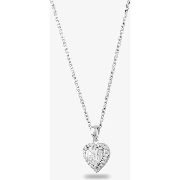 Silver Heart-cut Cubic Zirconia Halo Pendant THB-03P 3A