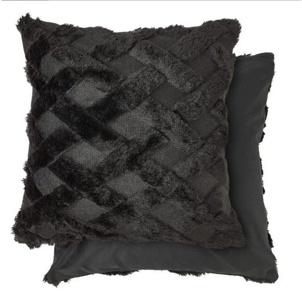 New Edge Blinds Newedgeblinds Newton Cross Hatch Collection Soft Touch Cushion Cover In Black, Black