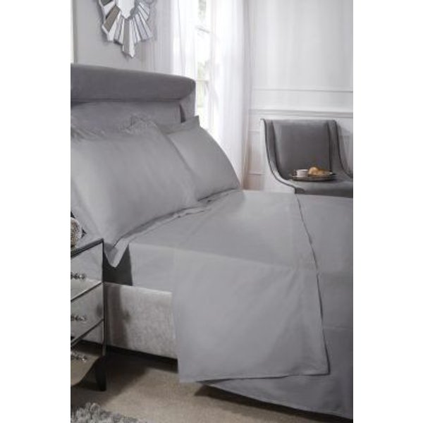 New Edge Blinds Newedgeblinds 400 Thread Count Cotton Collection Flat Sheet In Silver - Single, Grey