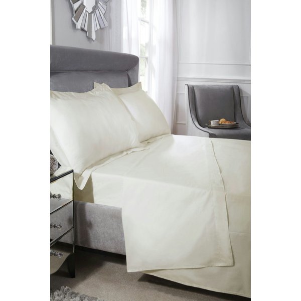 New Edge Blinds Newedgeblinds Luxor Collection 200 Thread Count Luxury Egyptian Cotton Flat Sheet In Cream - Double, Cream