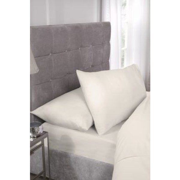 New Edge Blinds Newedgeblinds Percale Collection 180 Thread Count Percale Fitted Sheet In Ivory - Three Quarter, Cream