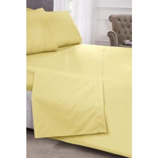New Edge Blinds Newedgeblinds Percale Collection 180 Thread Count Percale Flat Sheet In Lemon - King, Yellow