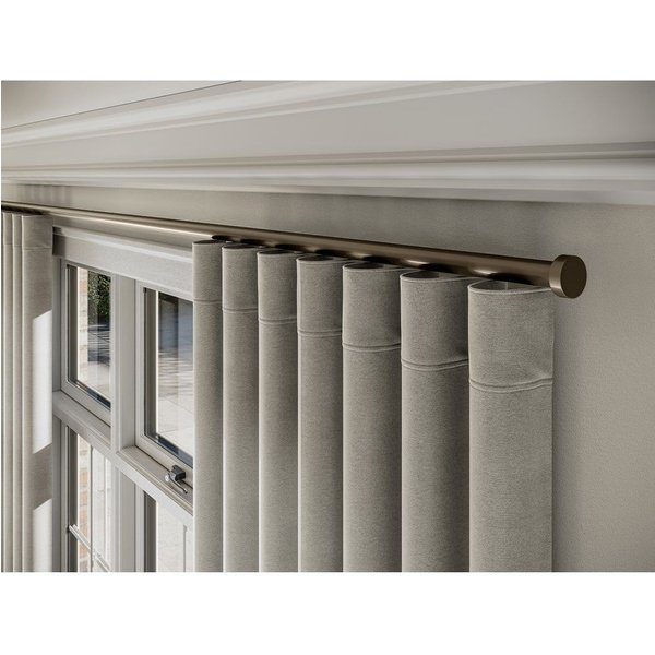 New Edge Blinds NewEdgeBlinds 28mm Styleline Gliding Curtain Pole Set with Stud End - Taupe, 210cm, Brown