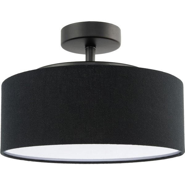 Happy Homewares Contemporary Black Linen Fabric Semi Flush Ceiling Light Fixture, Black