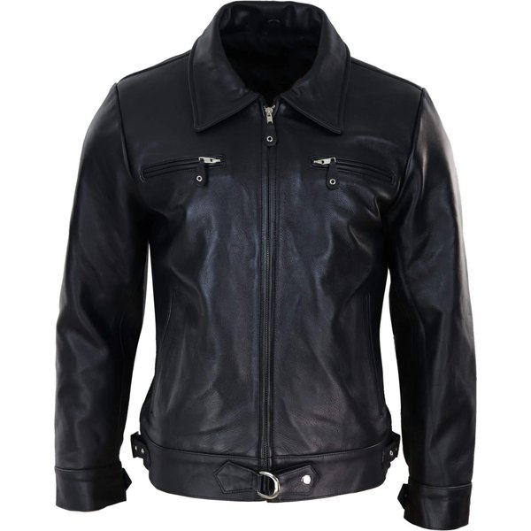 TruClothing Men's Vintage Zip Box Jacket in Black | Size: 4XL