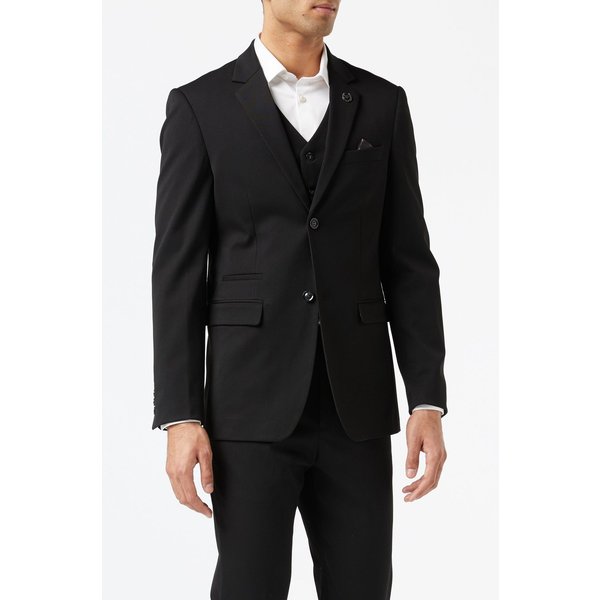 XPOSED Men's JROSS Formal Suit Jacket & Waistcoat Set in Black | Size: 44R