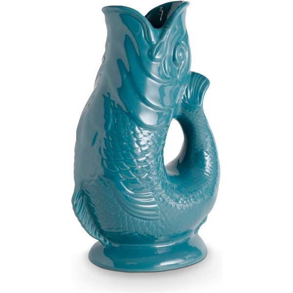 Wade Albert White Fish Jug, Earthenware, 0.6L, Agave WA967802TEA in Teal | Size: A