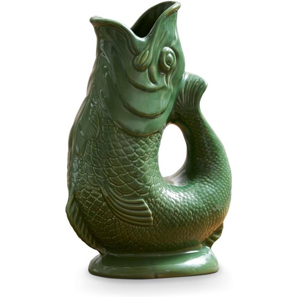 Wade Albert White Fish Jug, Earthenware, 0.6L, Forest Green WA967802GRN | Size: 600ml
