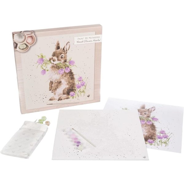 Wrendale Designs 'head Clover Heels' Rabbit Paint By Numbers Kit - 40 X 40Cm, Multi