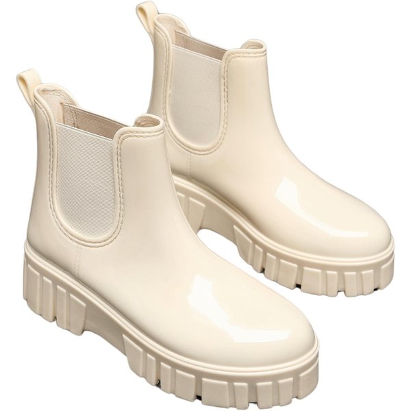 IVACHY Women's Waterproof Rain Boots Wellingtons Boots- Chelsea Boots in Beige | Size: 6