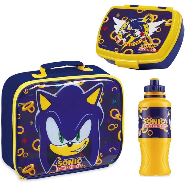 Sonic the Hedgehog Kids Lunch Box 3 Piece Set Lunch Bag Snack Box 430ml Water Bottle