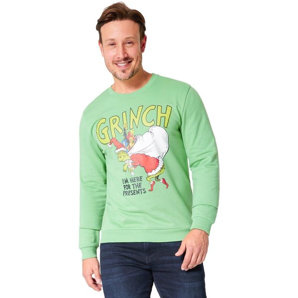 Grinch Men's Crew Neck Sweater in Green | Size: Small