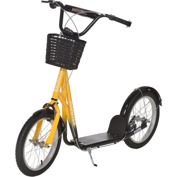 HOMCOM Kids Kick Scooter Teen Ride On Adjustable Children Scooter with Brakes - Orange, Orange