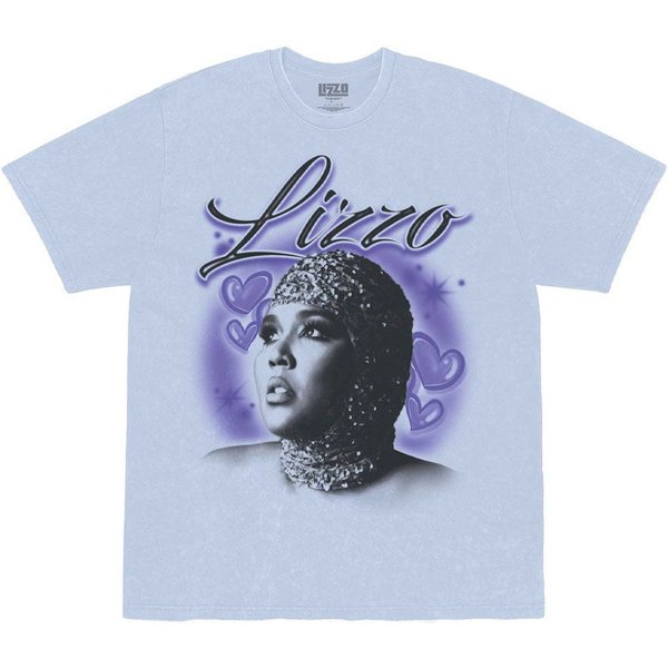 Lizzo Special Hearts Airbrush T-Shirt in Blue | Size: 2XL