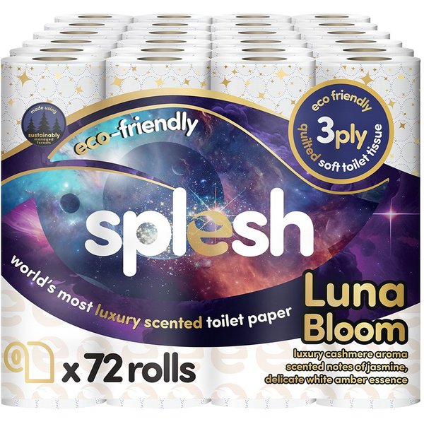 Splesh Quilted Luna Bloom 3-Ply Luxury Scented Toilet Tissue Paper, 72 Rolls in White