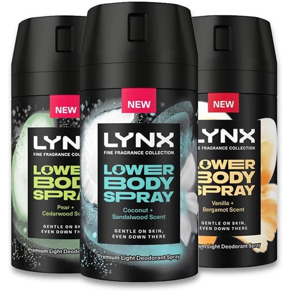 Lynx Men's Lower Body Bundle Spray Coconut+Sandalwood & Pear+Cedarwood in Black