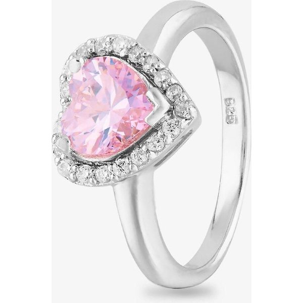 Starbright Women's Sterling Silver Heart Shaped Cubic Zirconia Halo Ring THB-03R PK-56 | Size: 52 (L 1/2)