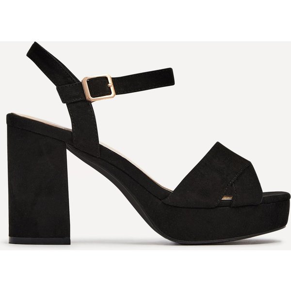 Linzi Verony Women's Black Faux Suede Platform Block Heels