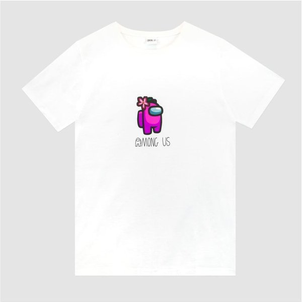 Among Us Boy's Gaming T-Shirt in White | Size: 10-11 Years