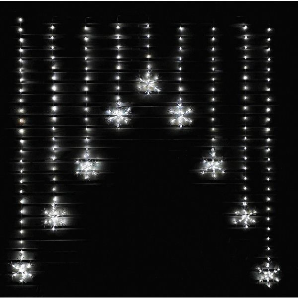 Samuel Alexander 1.2M LED Snowflake Curtain Lights Christmas Decorations In Cool White, White