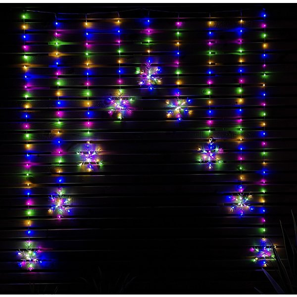 Samuel Alexander 1.2M Multi Colour LED Snowflake Curtain Lights Christmas Decorations