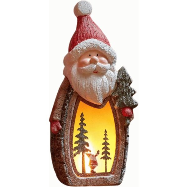 Samuel Alexander 45cm Light up Christmas Woodsman Glow Santa with LEDs, Brown