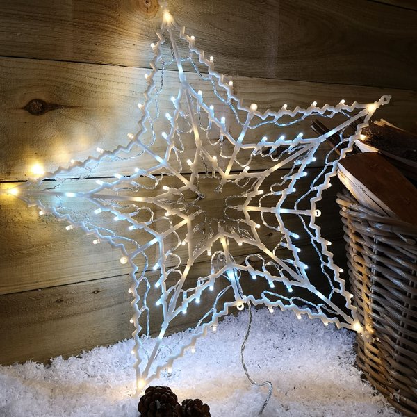 Samuel Alexander 50cm Animated Light Up Window Christmas Star With 100 White & Warm White LEDs, White