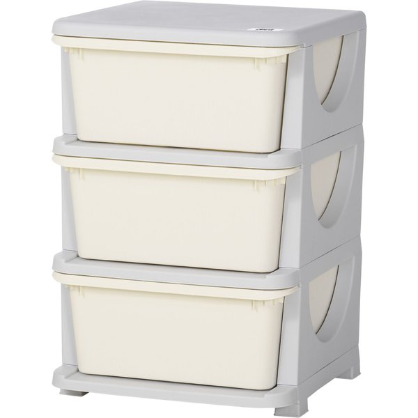 HOMCOM Kids Storage Units with 3 Drawers 3 Tier Chest Toy Organizer in White