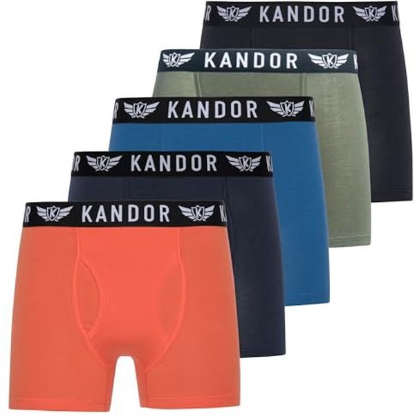 Kandor Men's Bambers Boxers 5 Pack in Orange | Size: Medium