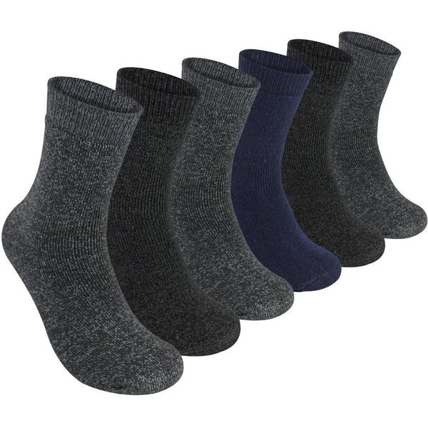 Sock Snob Boy's 6 Pack Value Boot Socks | Outdoor Warm Hiking Socks in Grey | Size: 11-13 Years