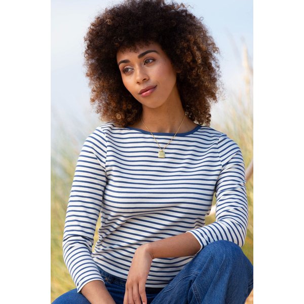 Kite Women's Ashington Boat Neck 3/4 Sleeve Top Navy Stripe | Size: 8