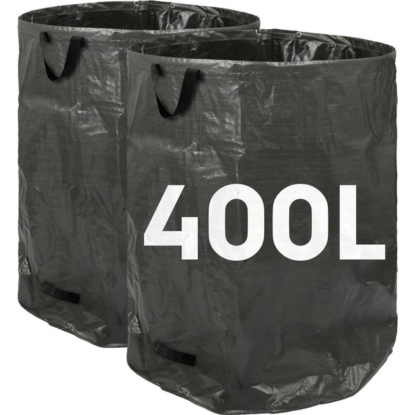 Harbour Housewares Heavy-Duty Garden Waste Bags - 400L - Black - Pack of 2, Black