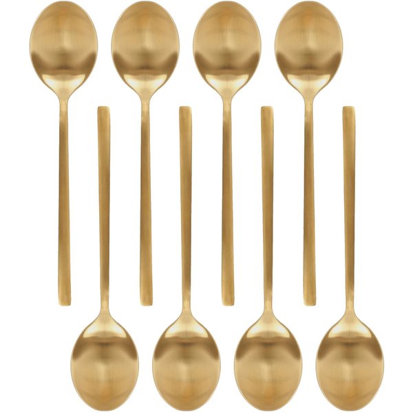 Argon Tableware Stainless Steel Dessert Spoons - 20Cm - Gold - Pack Of 8, Gold