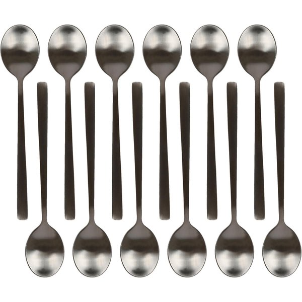 Argon Tableware Stainless Steel Teaspoons - 14.5Cm - Black - Pack Of 12, Black
