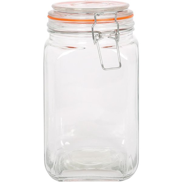 Argon Tableware Square Glass Jar with Clip-Top Lid - 1.25L in Clear