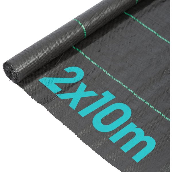 Harbour Housewares Weed Control Membrane Fabric 2m x 10m 110gsm Coverage (1 Roll) in Black