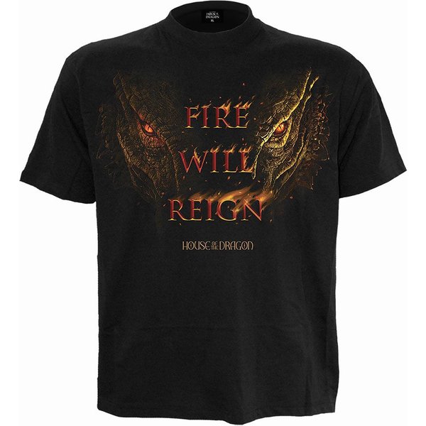 Spiral Hod 2 Fire Will Reign Front Print T-Shirt Black | Size: Large