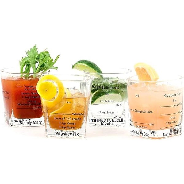 Marco Paul Set of 4 Square Cocktail Glass 250ml in Clear