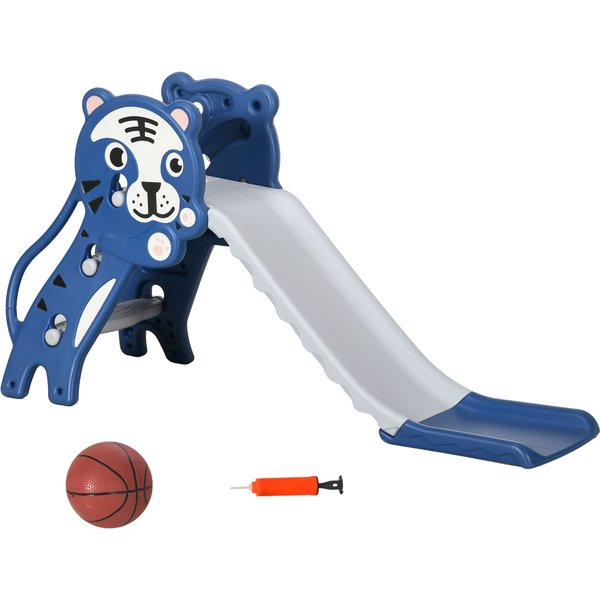 AIYAPLAY Kids Slide with Basketball Hoop, Basketball, for 18-36 Months in Blue