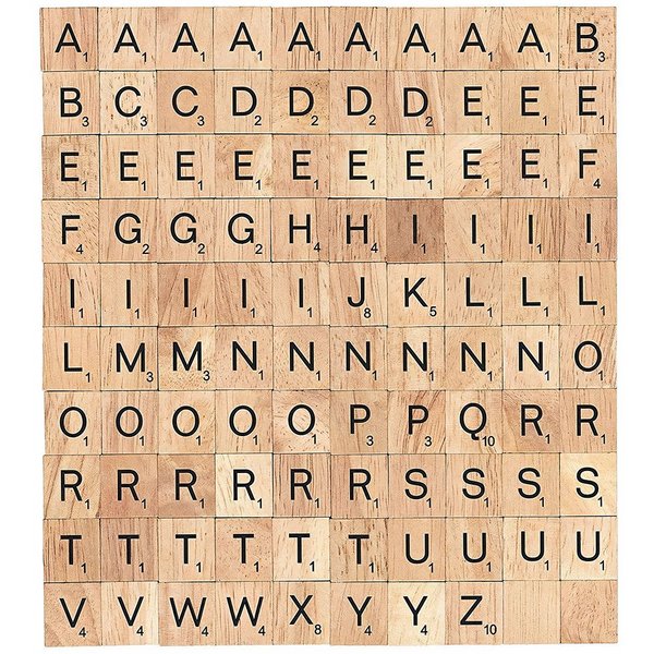 Neel Blue Wooden Alphabets & Numbers Printed Letter Tiles - Pack of 100 in Beige