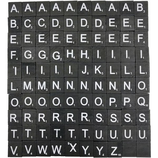 Neel Blue Black Wooden Alphabet Printed Letter Tiles - Pack of 100