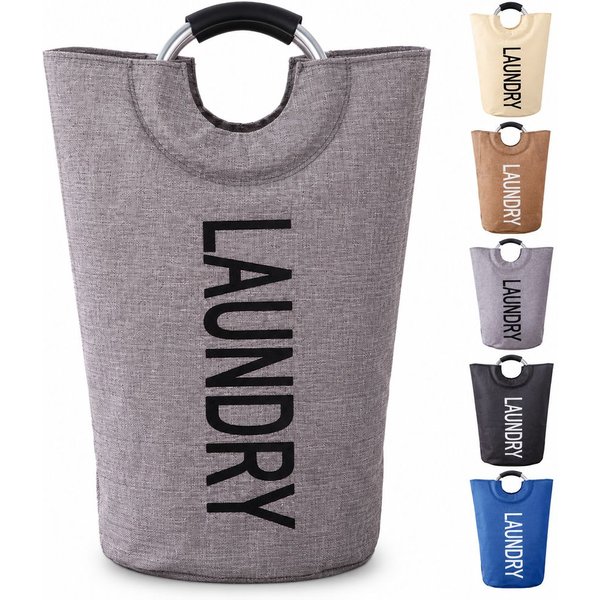 Neel Blue 40L Laundry Basket with Padded Handles Collapsible Laundry Hamper in Grey
