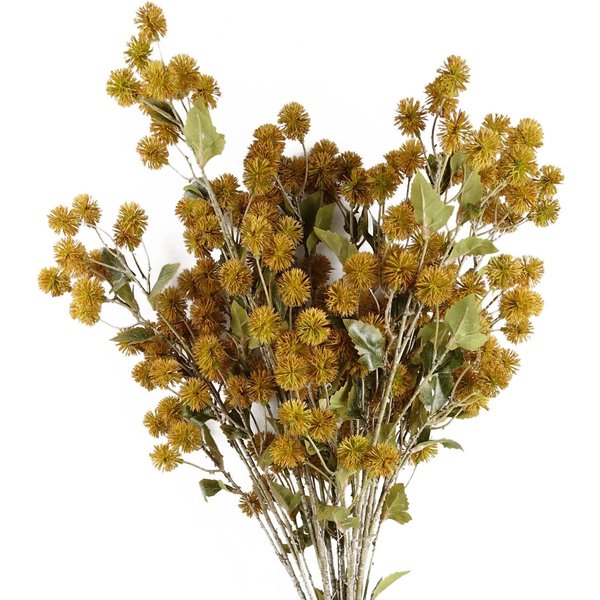 Leaf Pack of 6 x 85cm Craspedia Stem Yellow Artificial, Yellow