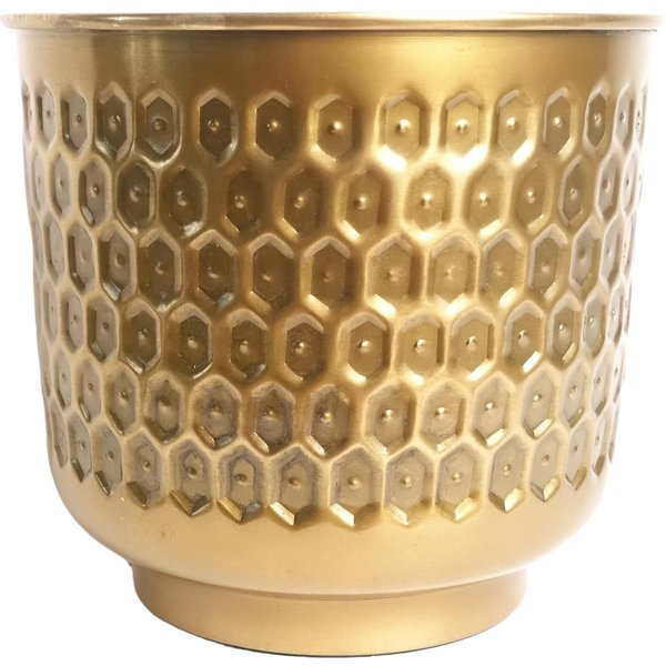 Leaf 20cm Gold Honeycomb Metal Planter by Leaf, Gold