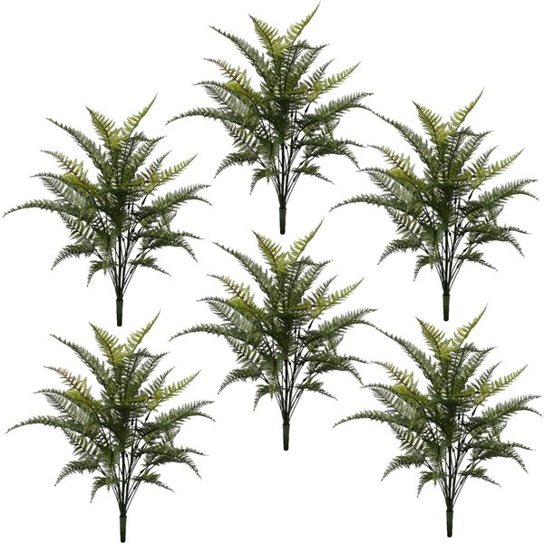 Leaf Pack of 6 x 78cm Fire Retardant Artificial Fern Foliage Branch, Green