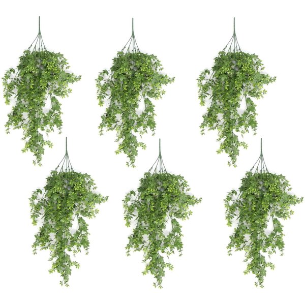 Leaf Pack of 6 x Hanging UV and Fire Resistant Artificial Forest Foliage Plant 81cm, Green