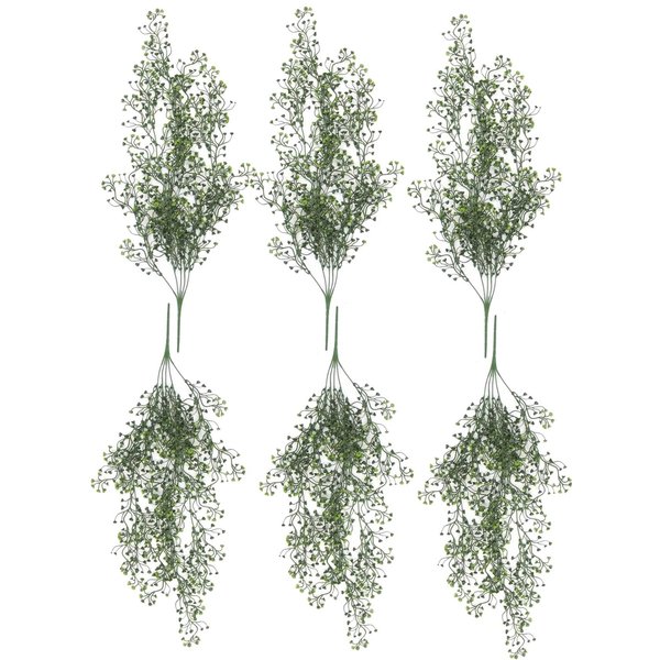 Leaf Pack of 6 x Hanging UV and Fire Resistant Artificial String Pearl Plant 75cm, Green